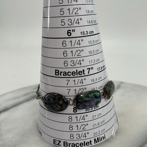 Sterling silver faux abalone link bracelet - Picture 5 of 6